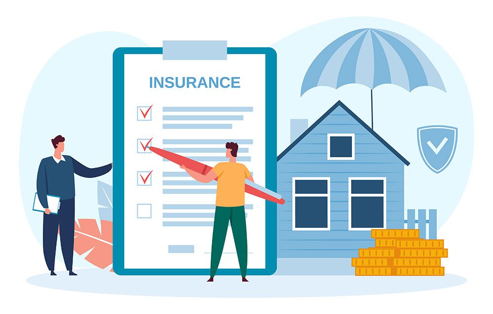 Illustration of Home Owner signing roof Insurance